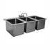 Thumbnail image #1 for Serv-Ware 55-Inch 3-Compartment Drop-In Stainless Steel Sink with Faucet and Basket Strainer