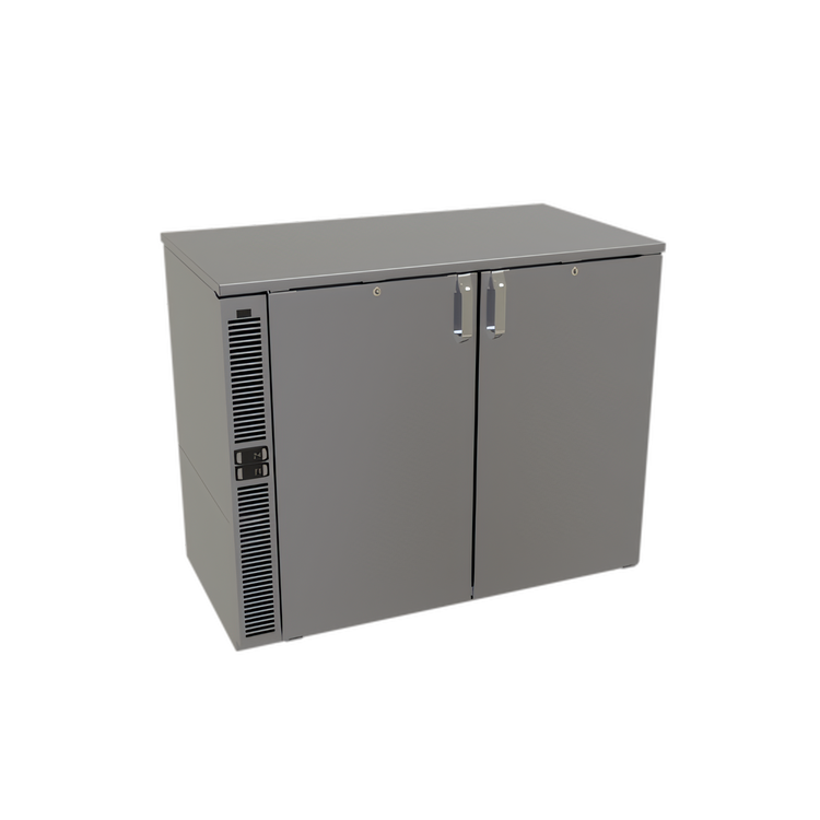 Product image #1 for Glastender C2SB44 Two-Zone Side-Serviced Solid-Door Back Bar Cooler, 44 Inch, 2-Section