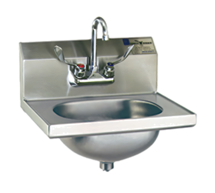 Product image #1 for Eagle Group Wall-Mount Hand Sink with Wrist-Handle Gooseneck Faucet, 304 Stainless Steel, 13-1/2 x 9-3/4 x 6-3/4 Inch Bowl