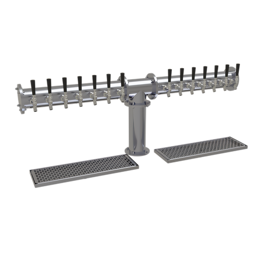 Product image #1 for 14-Faucet Countertop Air-Cooled Pipe Tee Draft Dispensing Tower, Stainless Steel
