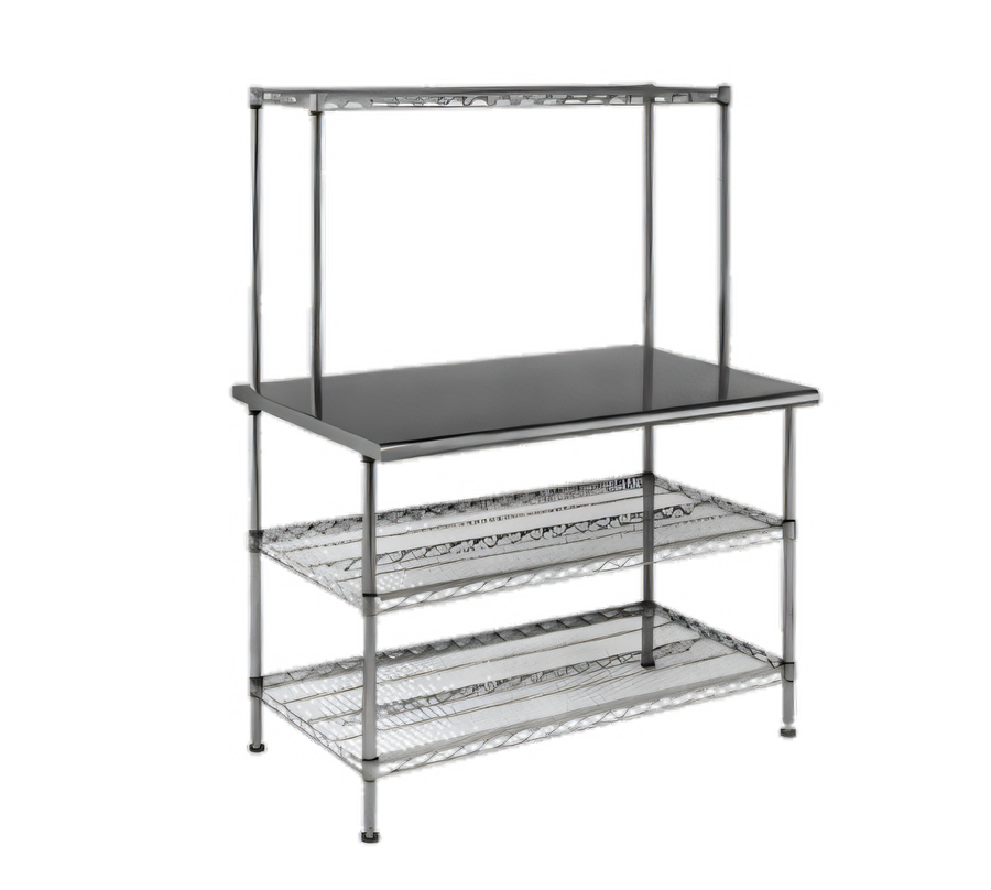 Product image #1 for AdjusTable 36" x 30" x 54-1/2" One-Tier Stainless Steel Work Surface System with Overshelf and 2 Undershelves