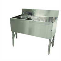 Advance Tabco Prestige Supreme 48-Inch 2-Compartment Stainless Steel Underbar Sink Unit with Right Drainboard and Deck-Mount Faucet