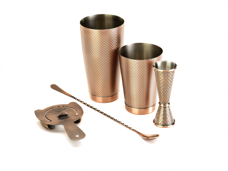 Product image #1 for Barfly Diamond Lattice 5-Piece Bar Tool Set with Shakers, Jigger, Spoon, and Strainer