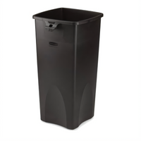 Rubbermaid Commercial Products Untouchable 23-Gallon Square Bathroom Trash Can, Black, Without Lid