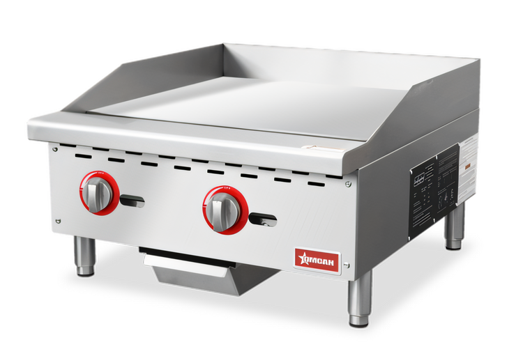 Product image #1 for Omcan USA 24-Inch Countertop Natural Gas Griddle, 60,000 BTU, Manual Controls, Stainless Steel