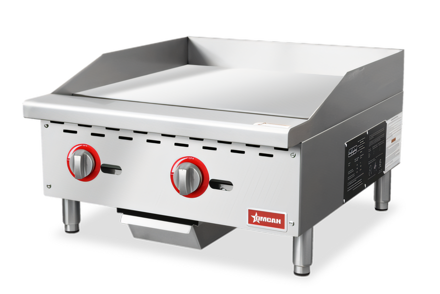 Product image #1 for Omcan USA 24-Inch Countertop Natural Gas Griddle, 60,000 BTU, Manual Controls, Stainless Steel