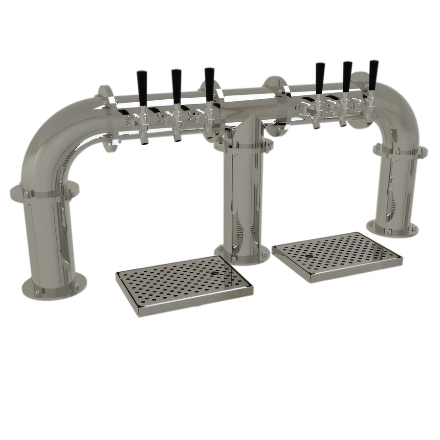 Product image #1 for Glastender Countertop Pipe Bridge Draft Dispensing Tower, 6 Faucets, Air-Cooled, Mirror Finish