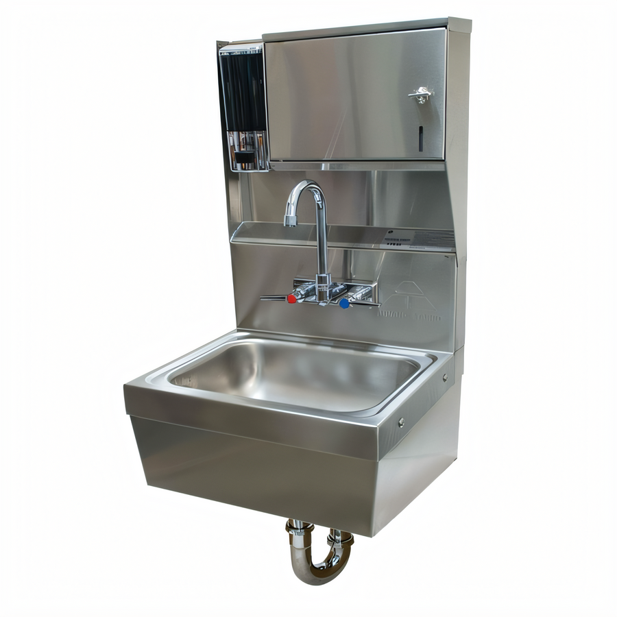 Product image #1 for Advance Tabco Wall-Mounted Hand Wash Sink with Soap and Towel Dispenser, 14 x 10 x 5 Bowl