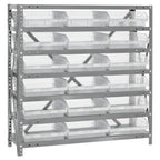 Thumbnail image #1 for Quantum 1839-110CL Stationary Galvanized Wire Shelving Unit, 7 Shelves with 18 Clear Bins, 36 x 18 x 39 Inches, 400 lb. Capacity per Shelf