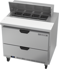 Beverage-Air 36-Inch Sandwich Prep Table with 2 Drawers, 8-Pan Top and Self-Contained R290 Refrigeration