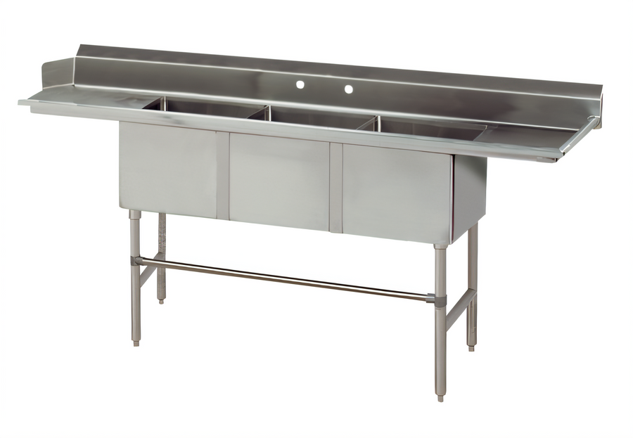 Product image #1 for Advance Tabco Special Value Series 90-Inch Right-Hand 3-Compartment Sink Dishtable with 16-Gauge Stainless Steel Top