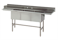 Advance Tabco Special Value Series 90-Inch Right-Hand 3-Compartment Sink Dishtable with 16-Gauge Stainless Steel Top