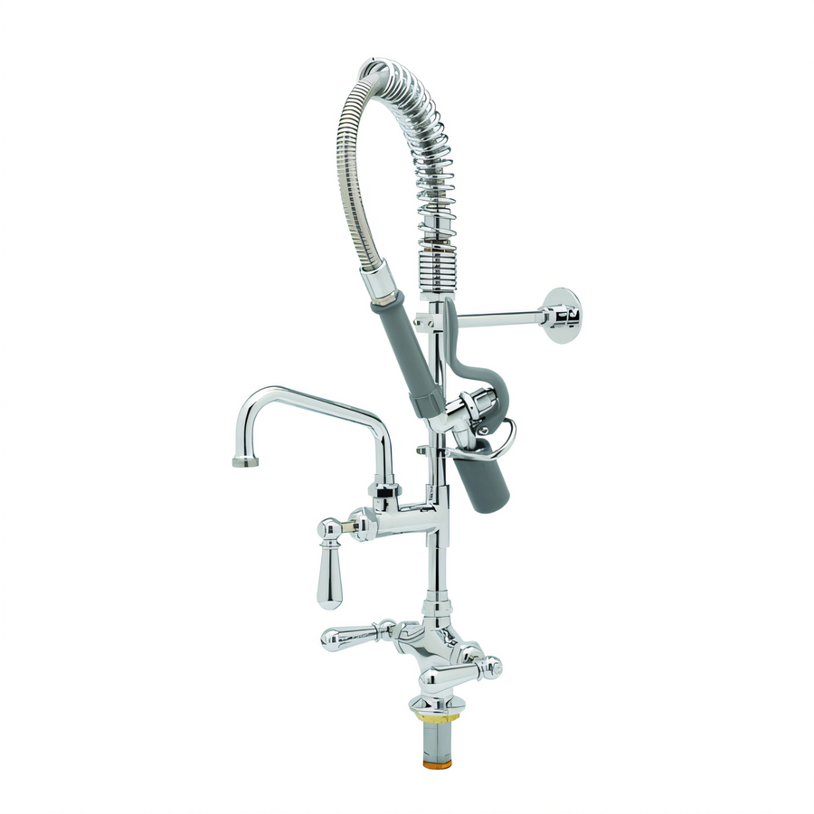 Product image #1 for T&S Brass Mini Pre-Rinse Single-Hole Deck-Mount Faucet with 6" Swing Nozzle, 24" Hose, and Low-Flow Spray Valve