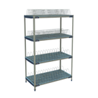 Thumbnail image #1 for Metro MetroMax i PR48X4 4-Tier Stationary All-Polymer Drying Rack with Tray and Pan Racks, 48W x 24D