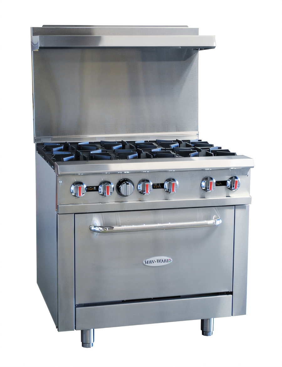 Product image #1 for Serv-Ware 36-Inch Natural Gas Commercial Gas Range with Six Open Burners and Standard Oven