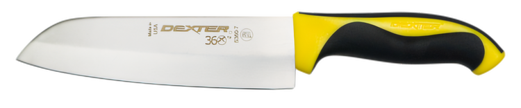 Product image #2 for Dexter 360 7-Inch Stamped Santoku Knife with Yellow Handle