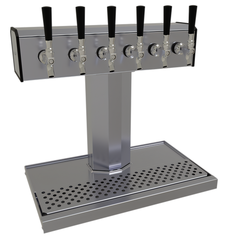 Product image #1 for Glastender BT-6-SS 6-Faucet Air-Cooled Tee Draft Dispensing Tower, Countertop, Stainless Steel