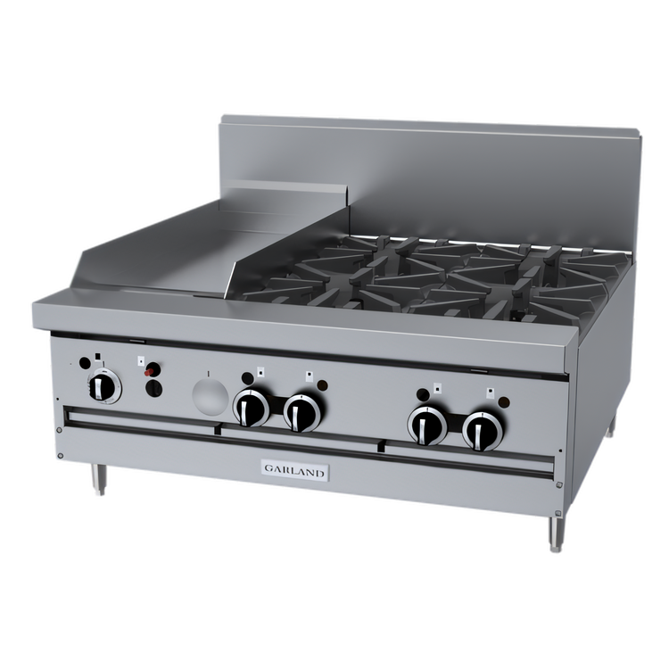 Product image #1 for Garland GF Starfire Pro 36-Inch Gas Restaurant Range with Modular Top, 4 Open Burners and 12-Inch Thermostatic Griddle