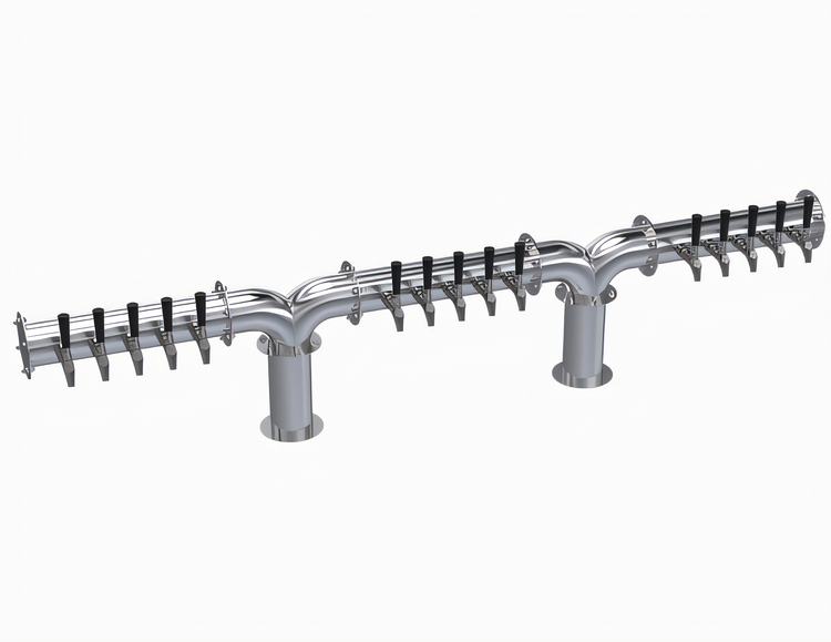Product image #1 for Krowne Double Pipe Y-Tower Glycol-Cooled Draft Beer Tower, 15 Faucets, 78-Inch Overall Length, Brushed Stainless Steel
