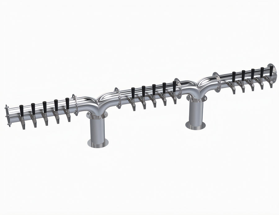 Product image #1 for Krowne Double Pipe Y-Tower Glycol-Cooled Draft Beer Tower, 15 Faucets, 78-Inch Overall Length, Brushed Stainless Steel