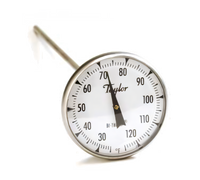 Taylor Bitherm Bi-Therm Pocket Dial Thermometer, 25°F to 125°F, 8-Inch Stem