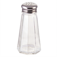Winco 3 oz Paneled Glass Salt and Pepper Shaker with Stainless Steel Mushroom Top