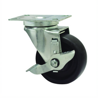 Advance Tabco 4-Inch Plate Caster with Brake and Built-In Zerk Grease Fitting