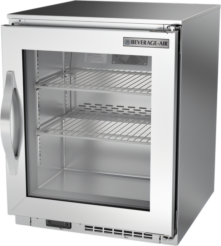 Product image #1 for Beverage-Air 20-Inch One-Section Undercounter Ice Cream Freezer with Glass Door, 2.25 Cu. Ft., Shallow Depth