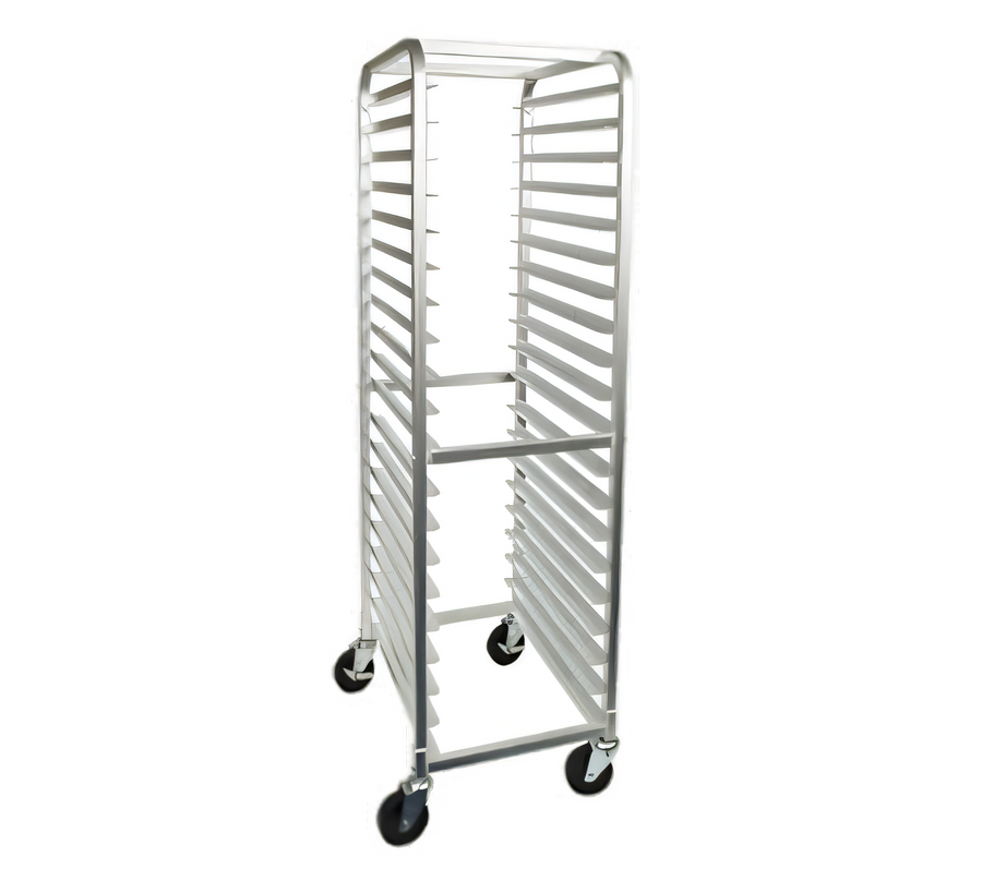 Product image #1 for Crestware 20-Tier Aluminum End-Loading Bun Pan Rack with Locking Casters, 26 x 20 x 69 Inches