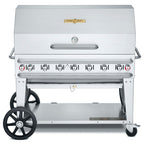 Thumbnail image #1 for Crown Verity Mobile Cooking CV-RCB-48RDP-SI-BULK Mobile LP Gas Charbroiler, 7 Burners, Stainless Steel, 48 in Roll Dome