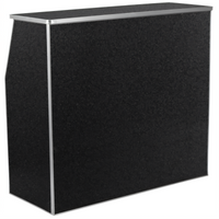 4-Foot Black Marble Laminate Foldable Portable Bar with Removable Aluminum Top