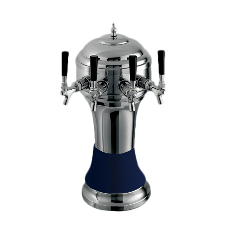 Product image #1 for Perlick Roma Countertop Glycol-Cooled 4-Faucet Draft Beer Tower with Blue Ceramic Skirt
