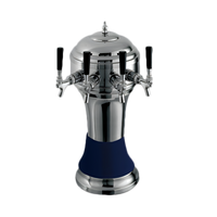 Perlick Roma Countertop Glycol-Cooled 4-Faucet Draft Beer Tower with Blue Ceramic Skirt