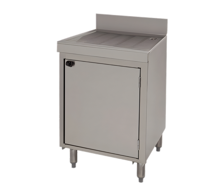 Product image #1 for Advance Tabco Underbar Basics Stainless Steel Drainboard Cabinet Base with Mid-Shelf and 2 Doors, 36 x 21 x 33 Inches