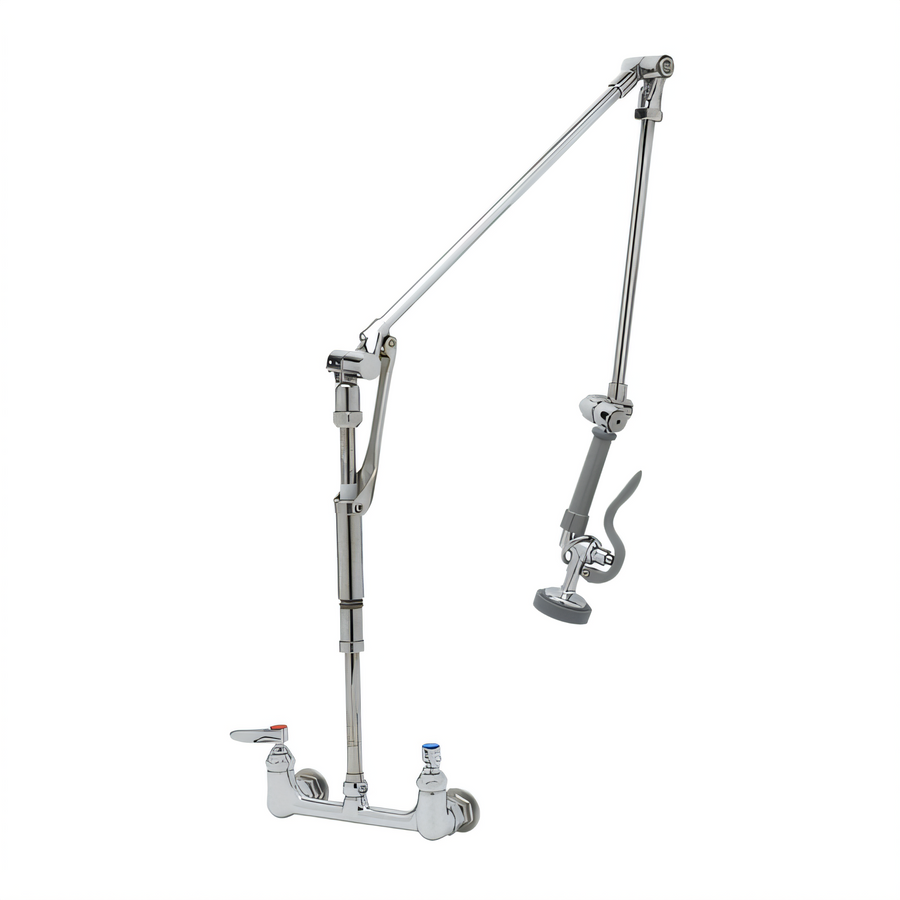 Product image #1 for T&S EasyInstall Wall Mount Pre-Rinse Unit Mixing Faucet with Retractable Arm and 1.15 GPM Spray Valve