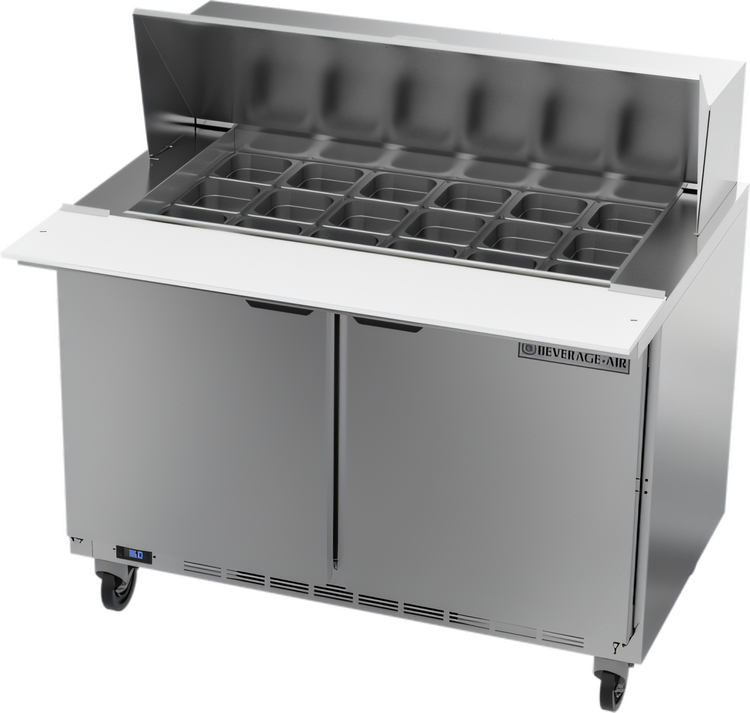 Product image #1 for Beverage-Air 48-Inch Mega Top Refrigerated Prep Table, Two-Door, 18-Pan