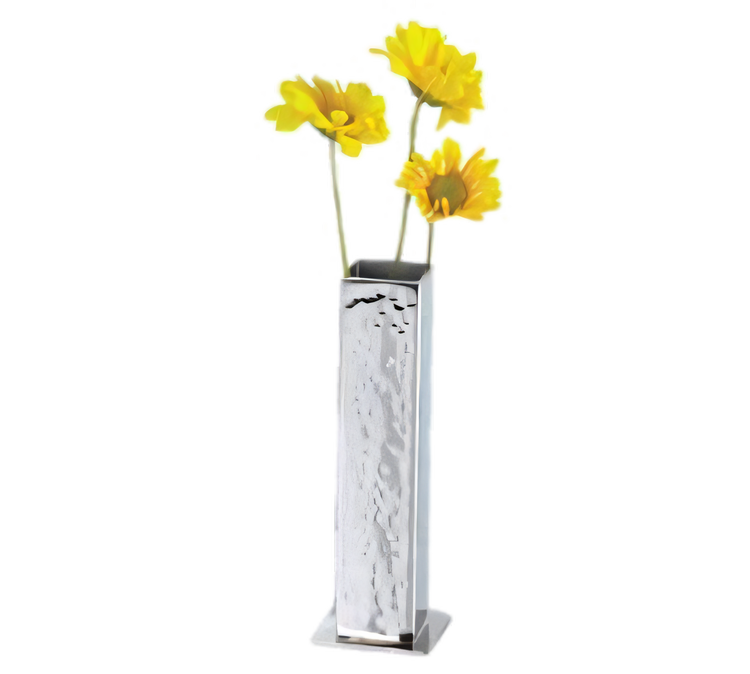 Product image #1 for American Metalcraft Hammered Finish Square Stainless Steel Bud Vase, 1-3/4 Inch x 5-1/4 Inch High