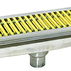 Thumbnail image #1 for Eagle Group ASFT-1596-FG Anti-Splash Floor Trough, 96"W x 15"D, 6" Deep, 14-Gauge 304 Stainless Steel, Fiberglass Subway Grating