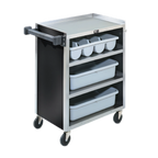 Thumbnail image #1 for Vollrath 97180 4-Shelf Stainless Steel Bussing Cart, 300 lb Capacity, Three-Sided, Black Vinyl Finish