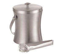 American Metalcraft 34 oz. Double-Wall Stainless Steel Ice Bucket with Ice Tongs, Satin Finish