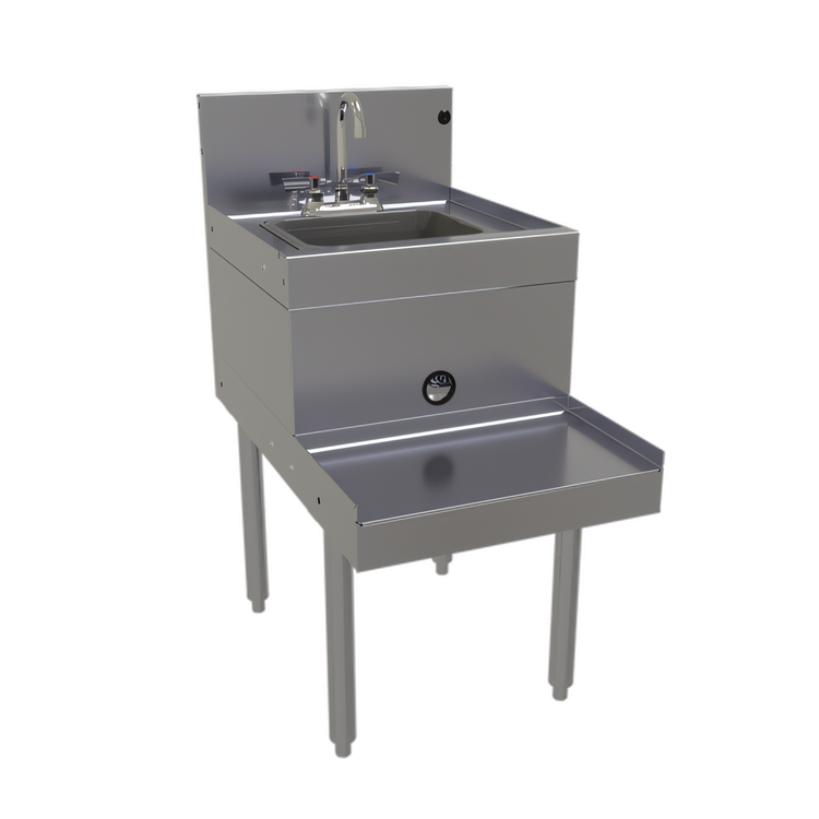 Product image #1 for Glastender Freestanding Stainless Steel Underbar Blender Station with Dump Sink, 18-Inch Wide