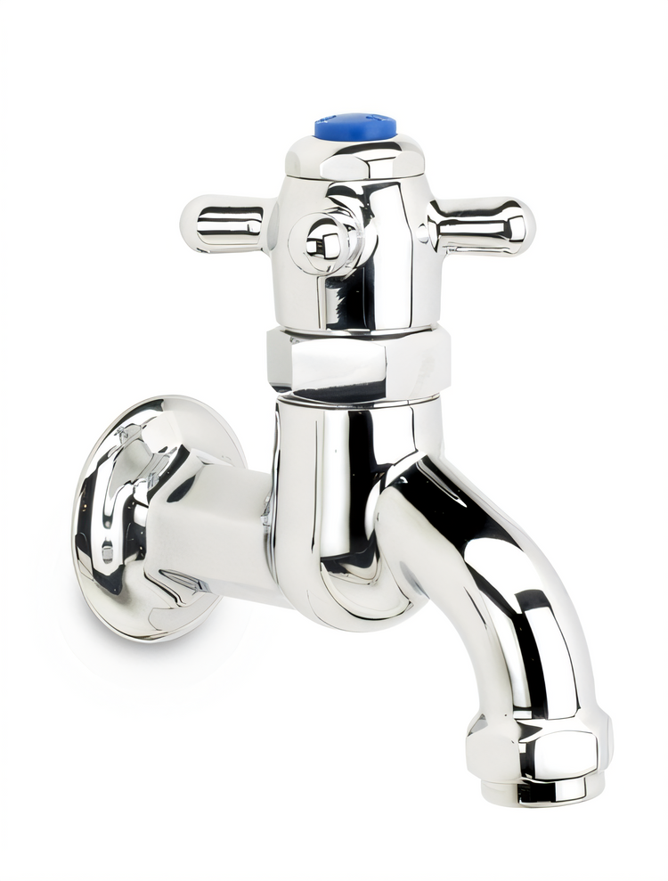 Product image #1 for Krowne Royal Series Self-Closing Metering Lavatory Faucet, Wall-Mount, Fixed Spout, Brass