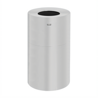 Rubbermaid Commercial Designer Line 21 Gallon Aluminum Open-Top Bathroom Trash Can with Rigid Plastic Liner, Satin Aluminum