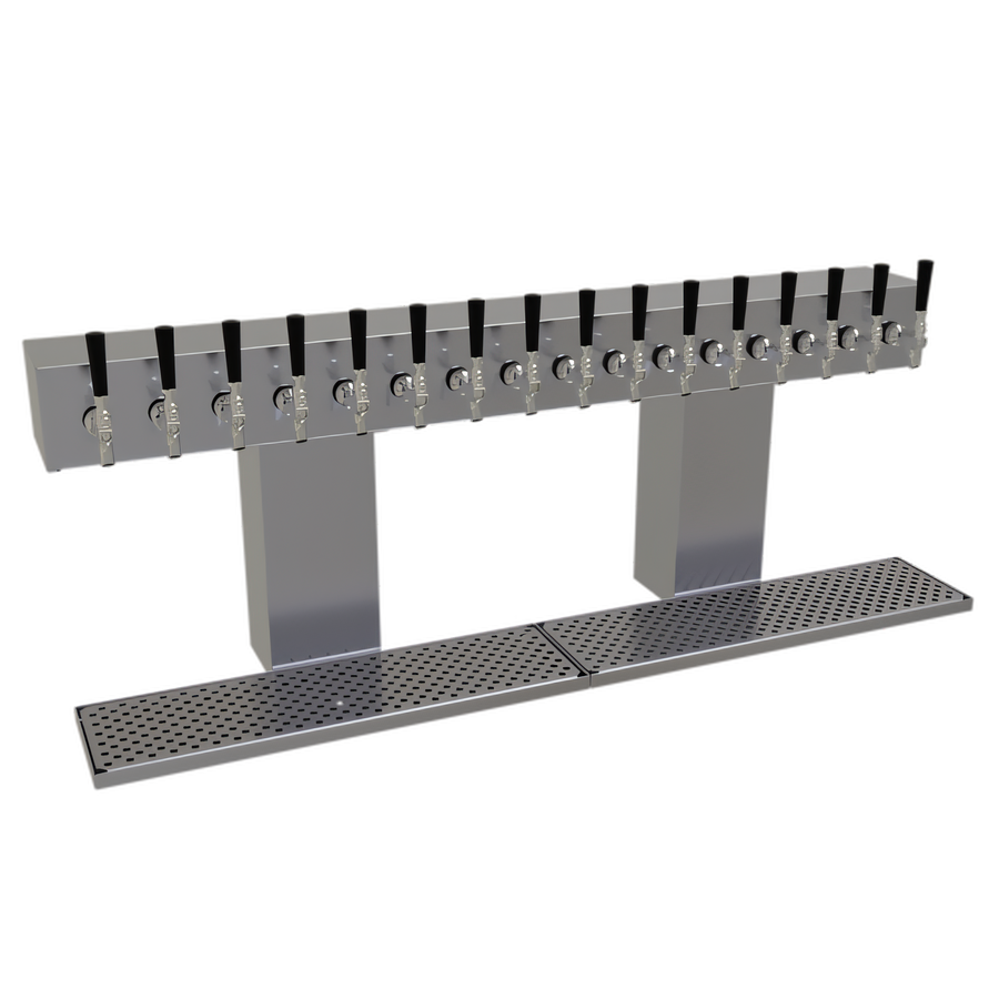 Product image #1 for Glastender BRT-16-SSR Countertop Glycol-Cooled 2-Column Stainless Steel Bridge Draft Dispensing Tower with 16 Faucets