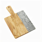 Thumbnail image #1 for American Metalcraft OWBG15 Square Olive Wood and Gray Marble Serving Peel with Handle, 10 x 9 Inch Case of 8