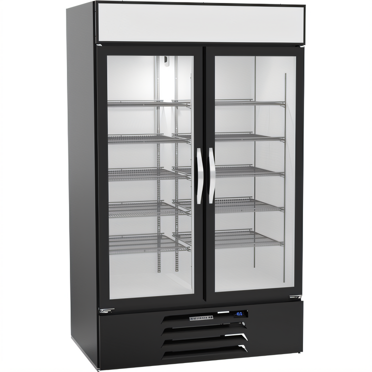 Product image #1 for Beverage-Air MarketMax 44 Cu. Ft. Two-Section Glass Door Freezer Merchandiser, Bottom Mount, Black