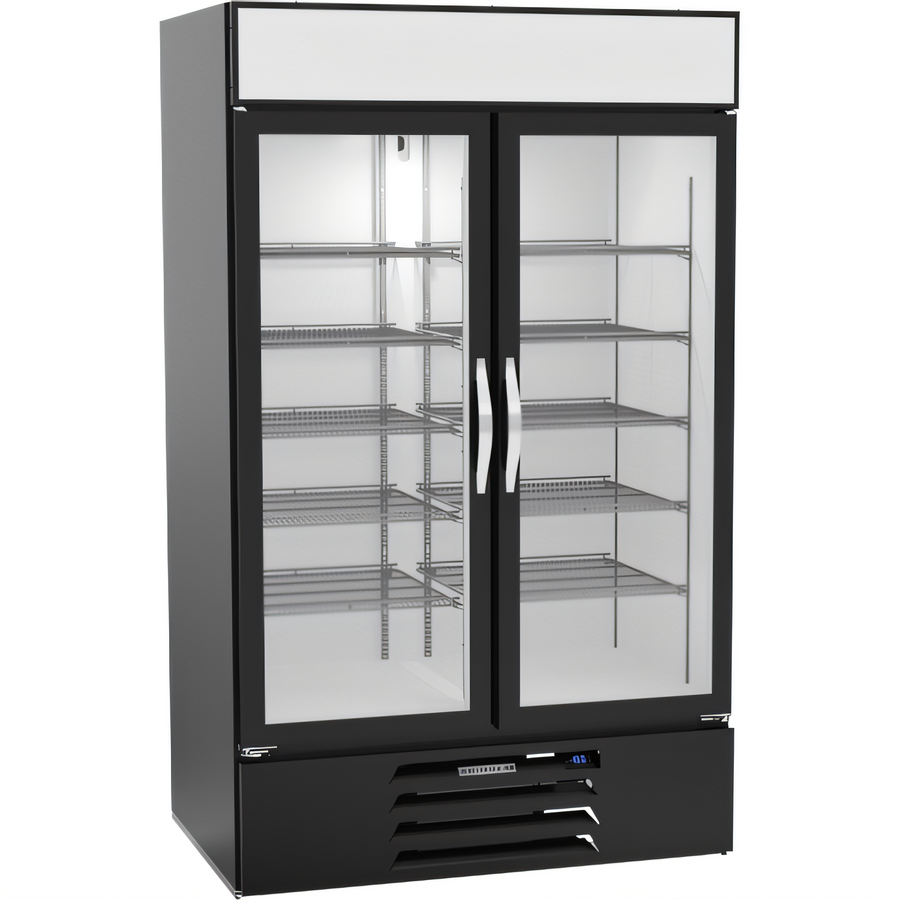 Product image #1 for Beverage-Air MarketMax 44 Cu. Ft. Two-Section Glass Door Freezer Merchandiser, Bottom Mount, Black