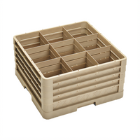 Vollrath Traex Full-Size 9-Compartment Closed-Wall Compartment Glass Rack, 5-7/8-Inch Squares, Beige
