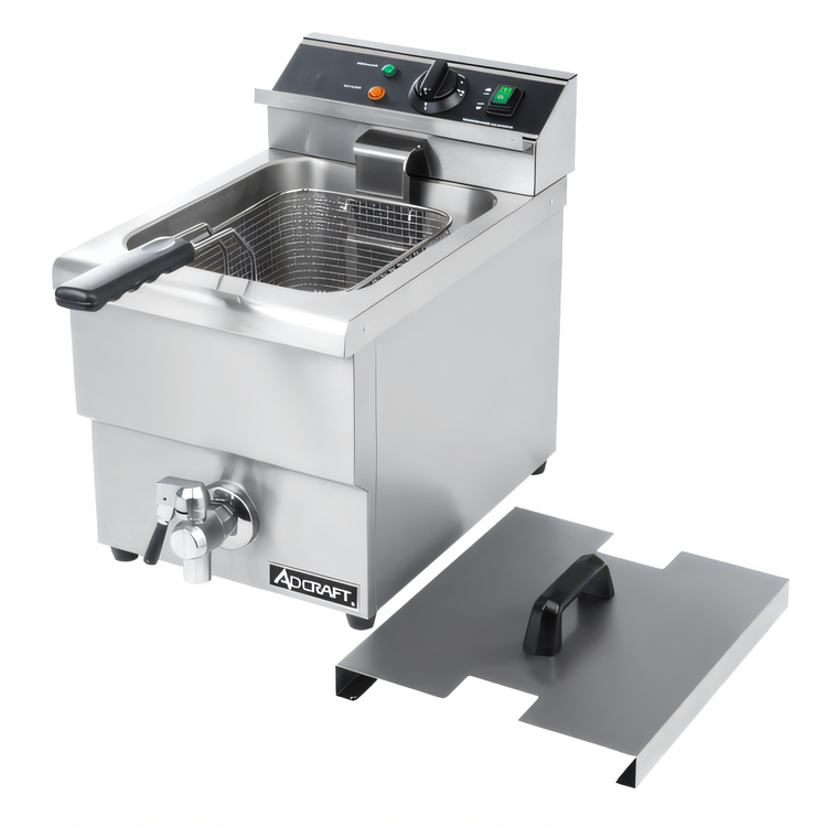 Product image #1 for Adcraft Countertop Electric Deep Fryer with Faucet, Single Tank, 6 Liter, 208/240V