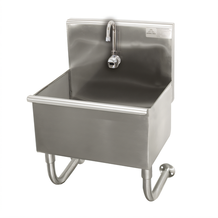 Product image #1 for Wall-Mounted Stainless Steel Service Sink with Electronic Faucet and Backsplash, 18-Inch x 17.5-Inch x 32.5-Inch